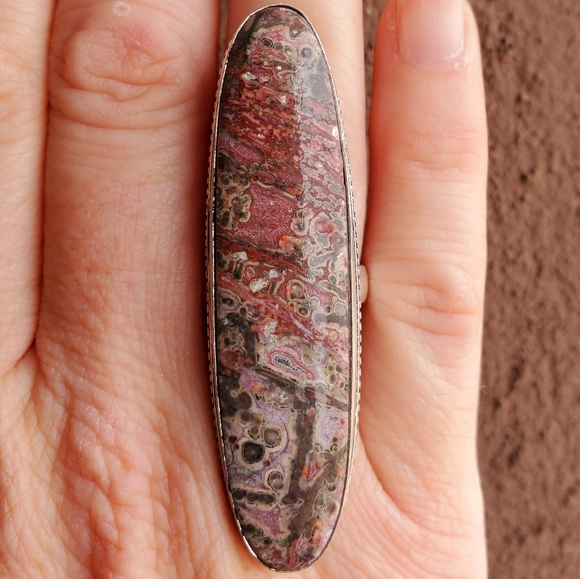 New Huge Leopard Skin Jasper 925 Silver Statement Ring. - Picture 7 of 12